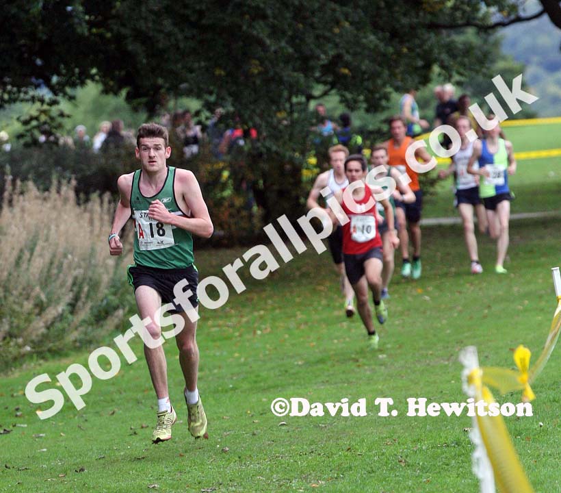 Niall Brooks (Sale) leads from the senior mens Northern Cross Country Relays, Graves Park, Sheffield.